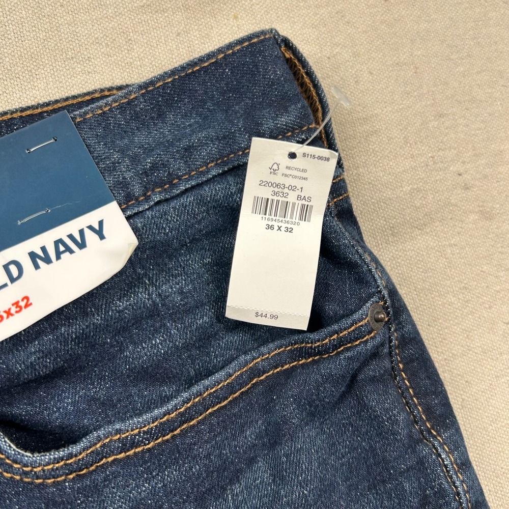 Old Navy Jeans Mens 36x32 Lim Dark Wash Denim Classic Flex Stretch - Picture 4 of 10